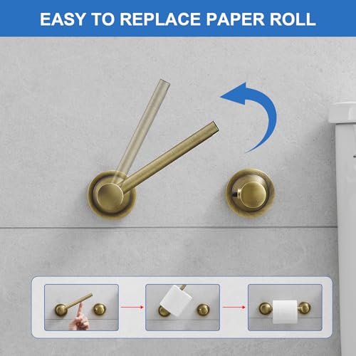 RUMOSE Pivoting Toilet Paper Holder and Hand Towel Ring, Antique Brass | Wall Mount, Bathroom Hardware Accessories 2 PCS Set, Toilet Tissue Roll Holder & Towel Hanger, Rustproof, Stainless Steel - color: Antique Brass