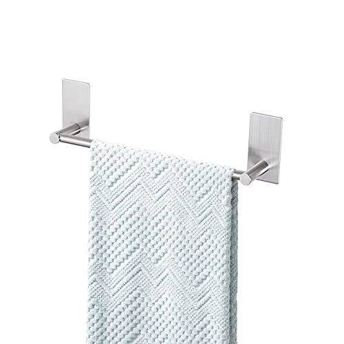 Adhesive Towel Bar 9-inch, Stick On Bath Towel Rack, Hand Towel Holders, No Drilling on Wall - Brushed Nickle - color: Brush Nickle, size: 9-Inch