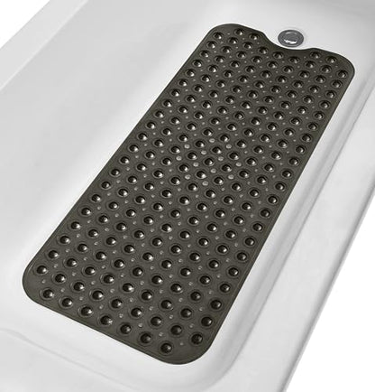 Extra-Long Non-Slip Bathtub & Shower Mat 39”x16” (Smooth/Non-Textured Tubs Only) Safe, Clean, Machine-Washable, Superior Grip&Drainage, Vinyl, Transparent Black - color: Transparent Black, size: 39" x 16" (Rectangular)
