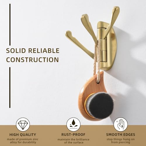 Angle Simple Bathroom Towel Hook Brushed Dark Gold, Swivel Towel Holder | Zinc Alloy, Home RV Robe Clothes Coat Organizer, Fold Flat Against Wall, Screw Wall Mount - color: Brushed Gold, size: 1 Pack