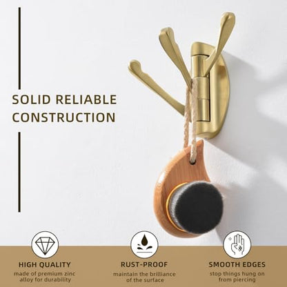 Angle Simple Bathroom Towel Hook Brushed Dark Gold, Swivel Towel Holder | Zinc Alloy, Home RV Robe Clothes Coat Organizer, Fold Flat Against Wall, Screw Wall Mount - color: Brushed Gold, size: 1 Pack
