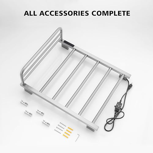 Heated Towel Racks, 5 Bars Towel Warmer with 24hr Timer Stainless Steel Wall Mounted Electric Towel Warmers for Bathroom - color: Nickel
