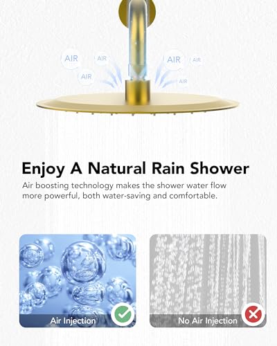 10" High-Pressure Rainfall Shower System with Handheld Spray, Wall Mount Bathroom Shower Faucet Set (Brushed Gold) - color: Brushed Gold, style: No Tub Spout
