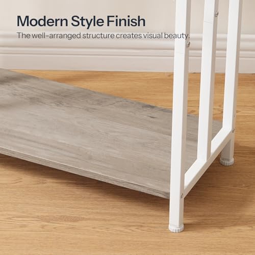 HOOBRO Free Standing Towel Rack, 3 Tier Blanket Rack, Blanket Holder for Bathroom, 23.6" L x 11" W x 31.9" H, Industrial Metal Drying and Display Rack with Shelf, White and Grey WG06LB01 - color: White + Grey, size: 23.6" L x 11" W x 31.9" H
