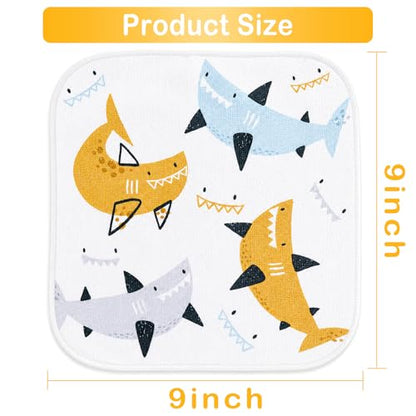 Baby Washcloths, 24Pack Baby Wash Cloths Extra Soft & Ultra Absorbent, Baby Towels and Washcloths Face Towels for Unisex Boys Girls Body, Washclothes Gentle on Sensitive Skin, 9x9 Shark - color: Shark