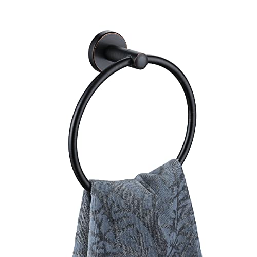 JQK Towel Ring Oil Rubbed Bronze, Stainless Steel Hand Towel Holder for Bathroom, ORB Wall Mount, TR130-ORB - color: Oil Rubbed Bronze