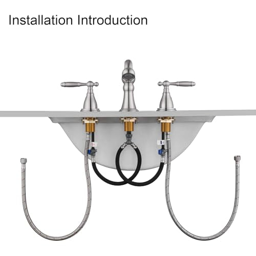 RKF Bathroom Faucets for Sink 3 Brushed Nickel 8 inch Widespread Bathroom Sink Faucet with Drain Double Lever Handle Faucet Bathroom Vanity Faucet Basin Mixer Tap WF013-BN - color: Nickel
