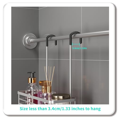 HapiRm Hanging Shower Caddy Organizer - No Drilling Shower Organizer with Hooks, Rustproof & Waterproof 304 Stainless Steel Bathroom Shelves - Silver - color: Silver