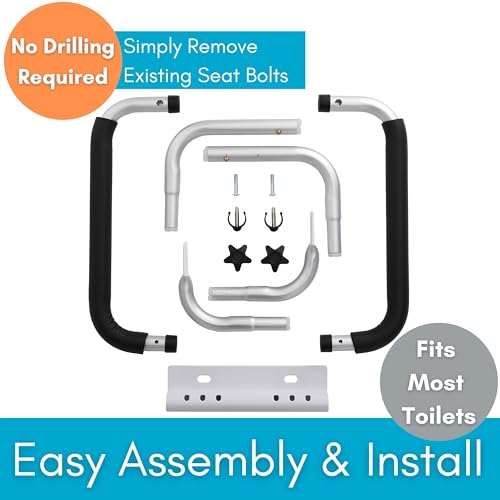 BIRDROCK HOME Toilet Seat Safety Rail for Seniors | Handrail Support Safety Frame for Bathroom | Easy Install - Elderly, Handicap, Bariatrics, Medical Disabled | Raised, Elevated, Assistance, Commode