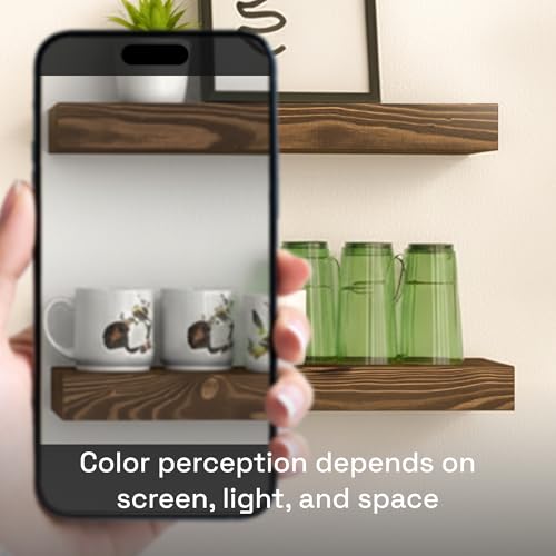 Solid Wood Floating Shelves for Wall 16 Inch Walnut, Wooden Bathroom Shelf | Real Wood, Wall Mounted, Rustic Farmhouse, Bedroom Kitchen Living Room, Walnut Finish, 16W x 6,7D, Set of 2 - color: Walnut, size: 16 Inch