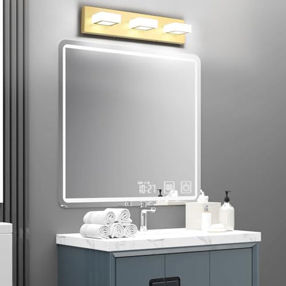 Ralbay Gold Bathroom Vanity Lights 3 Lights LED Modern Gold Vanity Lights Over Mirror Fixture Acrylic Gold Vanity Wall Light (White Light 6000K) - size: 20 inch