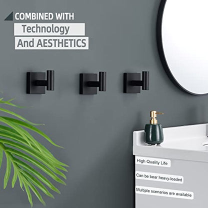 KOKOSIRI Robe Hook Bathroom Towel Coat Hooks Matte Black for Bath Kitchen Wall 3 Pack Stainless Steel B1013BK-P3 - color: Matte Black, size: 3 Pack