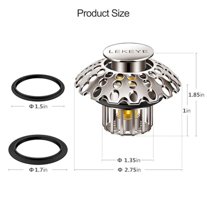 LEKEYE Tub Stopper | Shower Drain Hair Catcher | Bathroom Bathtub Plug | Pop Up Bathtub Drain Stopper for 1-1/2" to 1-3/4" Bath Drain Hole - Brushed Nickel - style: 2076
