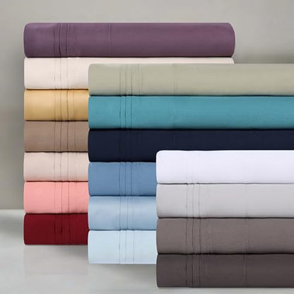 Superior Egyptian Cotton 4 Piece Sheet Set, Luxury 1000 Thread Count, Eco-Friendly, Sustainable Sheets, Ultra-Soft Basics, Solid, Deep Pocket Fitted Sheet, Flat Sheet, Pillowcases, Queen, Burgundy - color: Burgundy, size: Queen