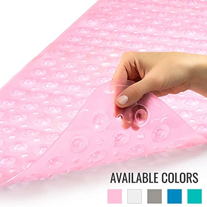 HealthSmart Bath Mat Extra Large No Slip Shower & Bathtub Mat with Suction Cups and Drain Holes for Anti-slip Grip, Machine Washable, Extra Large, 40 x 15.5, Pink - color: Pink, size: 40" x 15.5" (Rectangular)