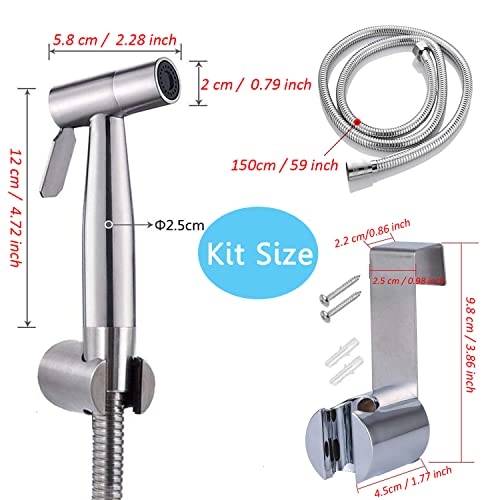 Sink Sprayer Hose Attachment for Faucet, Faucet Head Replacement with 5 Adapters, 59" Hose and Holder - for Feminine Hygiene, Baby Diaper Cleaning & Pet Bathing