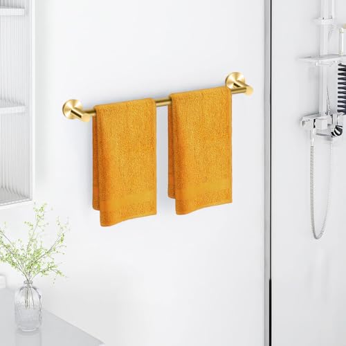 MGahyi Adjustable Stainless Steel Towel Racks for Bathroom 13.18-24In | Rustproof Single Towel Bar Wall Mounted, Sturdy & Space-Saving Towel Holder Rod for Bathroom Accessories, Gold - color: Gold