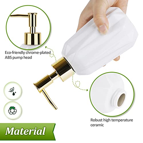 14OZ Hand Soap Dispenser for Bathroom and Kitchen, Ceramic (New White) | Refillable Hand Soap Dish Soap Dispenser, Great for Kitchen Sink, Liquid, Essential Oil & Lotion, Pump Dispenser Bottle - color: New White
