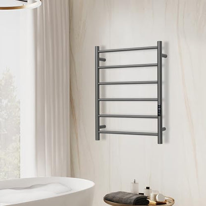 Electric Towel Rack with Voice Control for Alexa & Google Home,TUYA - Wall-Mounted Bathroom Heating Towel Warmer,Plug-in,Stainless Steel Material (Gungrey with WiFi, 6 Bar) - color: Gungrey With Wifi, size: 6 Bar