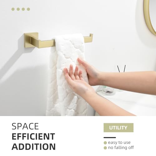Angle Simple Hand Towel Holder Brushed Gold, Bathroom Towel Bar Wall Mount | Light Gold Tone, 10.24 Inches, Solid SUS304 Stainless Steel, Handy Open Sided Design for Laundry Kitchen Shower Vanity Sink - color: Brushed Gold