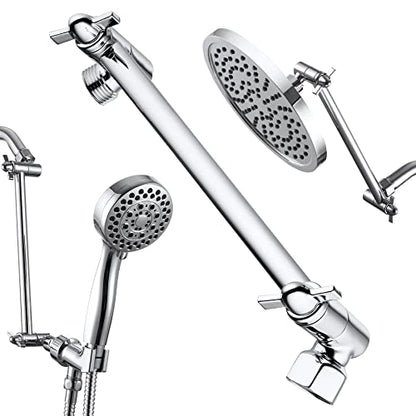 Chrome Shower Head Extension, 10 Inch Solid Brass Shower Extension Arm with Durable Anti-leak Lock Joints, Adjustable Shower Head Extension Arm - color: Chrome, size: 10 Inch