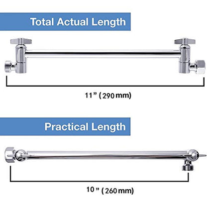 NearMoon Rain Shower Head with 11'' Adjustable Arm, High Pressure Stainless Steel Rainfall Shower, Ultra-Thin Design- Pressure Boosting (12 Inch, Nickel) - color: Nickel, size: 12 Inch
