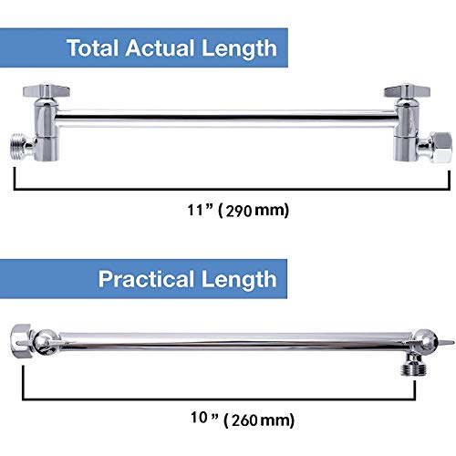 NearMoon Rain Shower Head with 11'' Adjustable Arm, High Pressure Stainless Steel Rainfall Shower, Ultra-Thin Design - Pressure Boosting (8 Inch, Nickel) - color: Nickel, size: 8 Inch