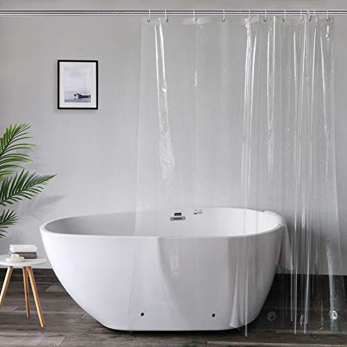 AooHome Clear 72 Width x 66 Height Inch Short Shower Curtain Liner, Plastic PEVA Partition Curtain with Hooks, Metal Grommets, Water Repellent, for Master & Guest Bathroom - color: Clear, size: 72"W x 66"L (Pack of 1)