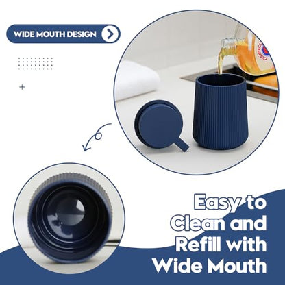 YAUKPH Striped Liquid Hand Soap Dispenser Navy Blue | with Leak-Proof Pump for Bathroom and Kitchen Countertop 11oz - color: Blue, size: Liquid Dispenser