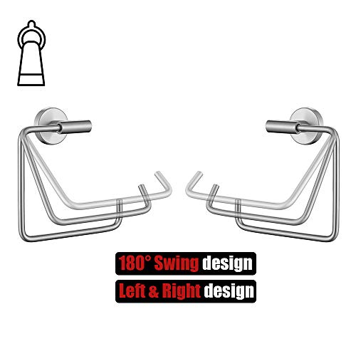 JQK Towel Ring, Stainless Steel Square Ring Towel Holder for Bathroom, 6 Inch Brushed Finished Wall Mount, TR140-BN - color: Brushed