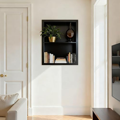 Stainless Steel Recessed Medicine Cabinet Bathroom Medicine Wall Niche Shower Niche Space-Saving Recessed Storage Cabinet Adjustable Shelf Matte Finish (Black, 18" H x 14" W) - color: Black, size: 18"H x 14"W
