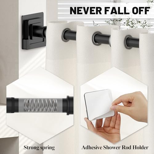 UIOSANRT Black Shower Curtain Rod 31-92 inches, Stainless Steel Shower Rod & Tension Rod, Adjustable Tension Shower Curtain Rod for Bathroom, Windows, Closet - color: Black, size: 31"-92"