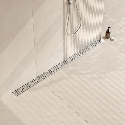 Neodrain 48-Inch Brushed Linear Shower Drain with Brick Pattern Grate | 304 Stainless Steel,Durable Bathroom Floor Drain,Rectangle Linear Drain with Hair Strainer & Adjustable Feet,CUPC certified - color: Stainless, size: 48 In