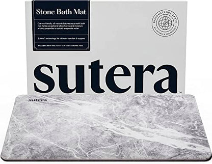 Stone Bath Mat for Bathroom, Dries in Seconds - Diatomaceous Earth, Granite | Super absorbent, quick-drying & easy to clean. Natural material that lasts — restores with light sanding. - color: Granite