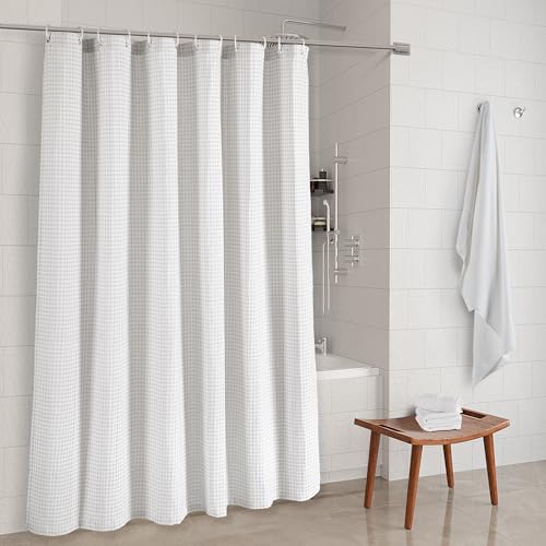 LANE LINEN Classic Hotel Shower Curtain for Bathroom - 72W x 72H - Luxury Waffle Weave - Heavyweight Fabric that Hangs Well, Water Repellent & Quick Dry - Header with Stainless Steel Grommets - White - color: 04: Waffle - White, size: 72"W x 72"L (Pack of