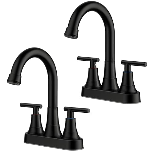 FORIOUS 2 Pack Black Bathroom Faucets, 4 Inch Centerset Faucet Commercial | Wholesale Matte Black Bathroom Faucet Centerset for Rv, 4 In Centerset Bathroom Sink Faucet 2 Hole or 3 Hole with 360° Spout - color: Matte Black × 2