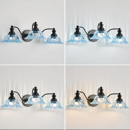 XIEDUN Blue and Black 3 Light Vanity Light Bathroom Vanity Light Fixture - color: Black and Blue, size: 3 Light