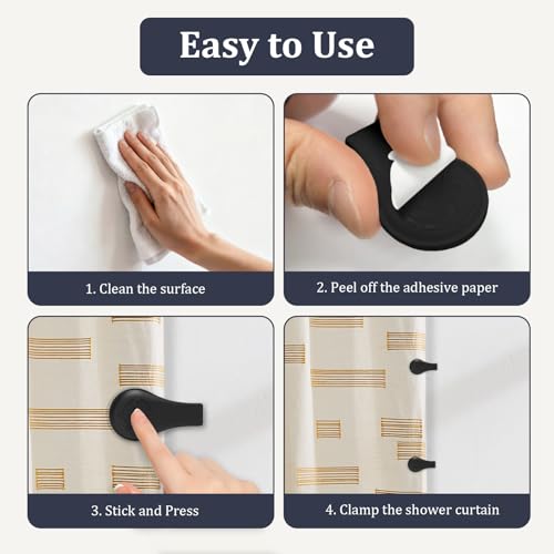 Magnetic Silicone Shower Curtain Clips for Liner 3 Packs (Black) | Self Adhesive, Windproof Splash Holders, Prevent Water Splashing Out, Shower Curtains Keeper, Keep Curtain Closed to Wall - size: 3.3"W x 1.3"L