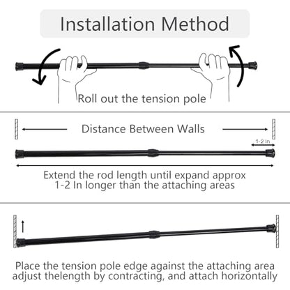 4 Pack Tension Rods, 7-11 inches Adjustable Spring Steel Cupboard Bars, Tension Curtain Rod Shower Rod Closet Rod, Black - color: Black, size: 7-11"-4Pcs