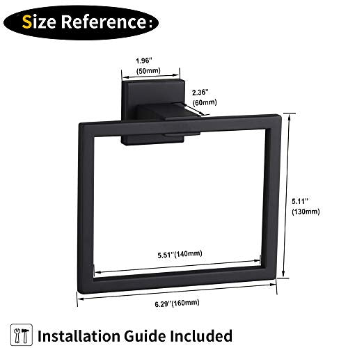 GERZWY Modern Black Towel Holder SUS304 Stainless Steel Towel Hanger Towel Ring for Bathroom Lavatory Wall Mount Contemporary Style JG1906-BK - color: Black