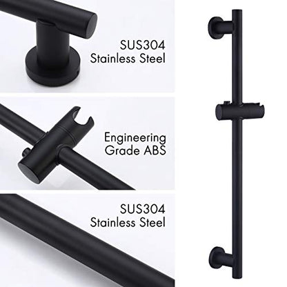 KES Shower Slide Bar for Bathroom with Adjustable Handheld Shower Holder Wall Mount SUS 304 Stainless Steel Matte Black, F204-BK