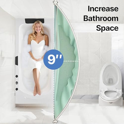 Curved Shower Curtain Rod, Rust Resistant, Adjustable Length 42-73 inches for Shower, Bathroom, Hole Punch Required-Brushed Nickel - color: Brushed Nickel