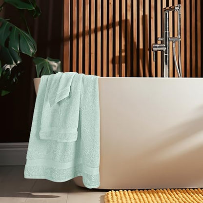 MyOwn 6 Piece Towel Set, 100% Combed Cotton - 2 Bath Towels, 2 Hand Towels, 2 Wash Cloths - 500 GSM Luxury Hotel Quality Ultra Soft Highly Absorbent Towel Set for Bathroom - Sea Green - color: Sea Green