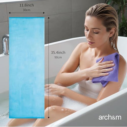ARCH&M Exfoliating Washcloth, 3 Pack, Gray Black Off-White | Japanese Body Scrubber, Long Nylon Towel for Back, Korean Exfoliation, Daily Use, For Glowing Skin - style: Gray Black Off-White