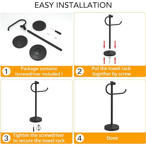 17 Inch Matte Black Stand Towel Bar Hanger Hand Towel Bar Bathroom Vanity Countertop Towel Holder Free Standing Stainless Steel Towel Ring Hardware Accessories Towel Rack - color: Matte Black