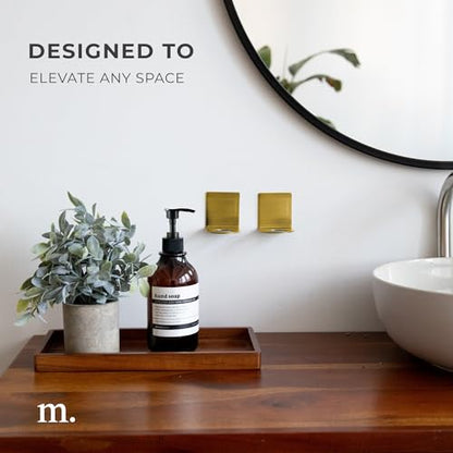 MAISONOVO Adhesive Soap Holder | Shampoo Bottle Holder Set of 2 - Gold | Soap Bottle Holder | Wall Mounted Soap Holder | Soap Dispenser Holder - color: Gold