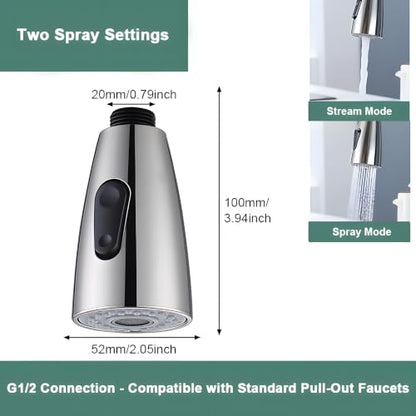 SEIDO Kitchen Faucet Sprayer Head Replacement, 3-Function Sink Sprayer Replacement, Pull Down Faucet Head with G1/2(13/16 inch) Male Thread, Brushed Nickel Kitchen Sink Aerators - color: Brushed Nickel