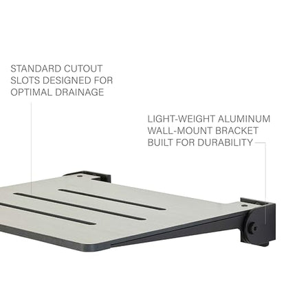 Seachrome 18 inch Silhouette Slimline Folding Wall Mount Shower Bench Seat, Gray Weathered Ash Seat with Matte Black Frame - color: Weathered Ash With Matte Black Frame