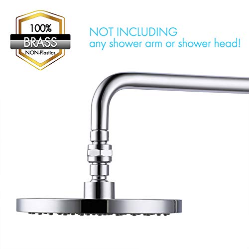 KES Shower Head Swivel Adapter, Angle Adjustable, Solid Brass, Chrome | Swivel Ball Joint, 23° Adjustable Angle, High Flow 7.8 GPM, Fits Standard G 1/2 Shower Arms, Includes Teflon Tape, Brass - color: Chrome