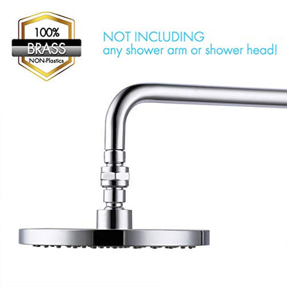 KES Shower Head Swivel Adapter, Angle Adjustable, Solid Brass, Chrome | Swivel Ball Joint, 23° Adjustable Angle, High Flow 7.8 GPM, Fits Standard G 1/2 Shower Arms, Includes Teflon Tape, Brass - color: Chrome